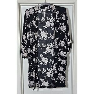 Spiritual Gangster Maya Black Floral Kimono Robe One Size Black OS